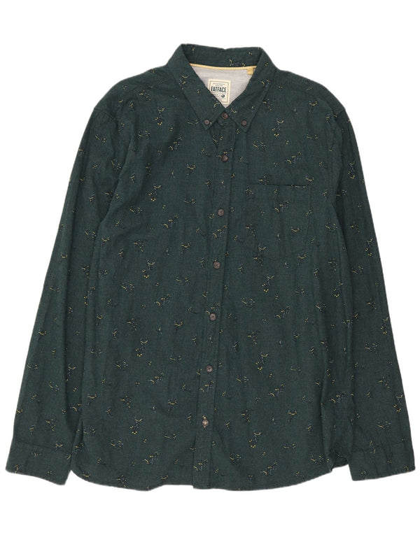 FAT FACE Camisa Hombre XL Algodón Floral Verde