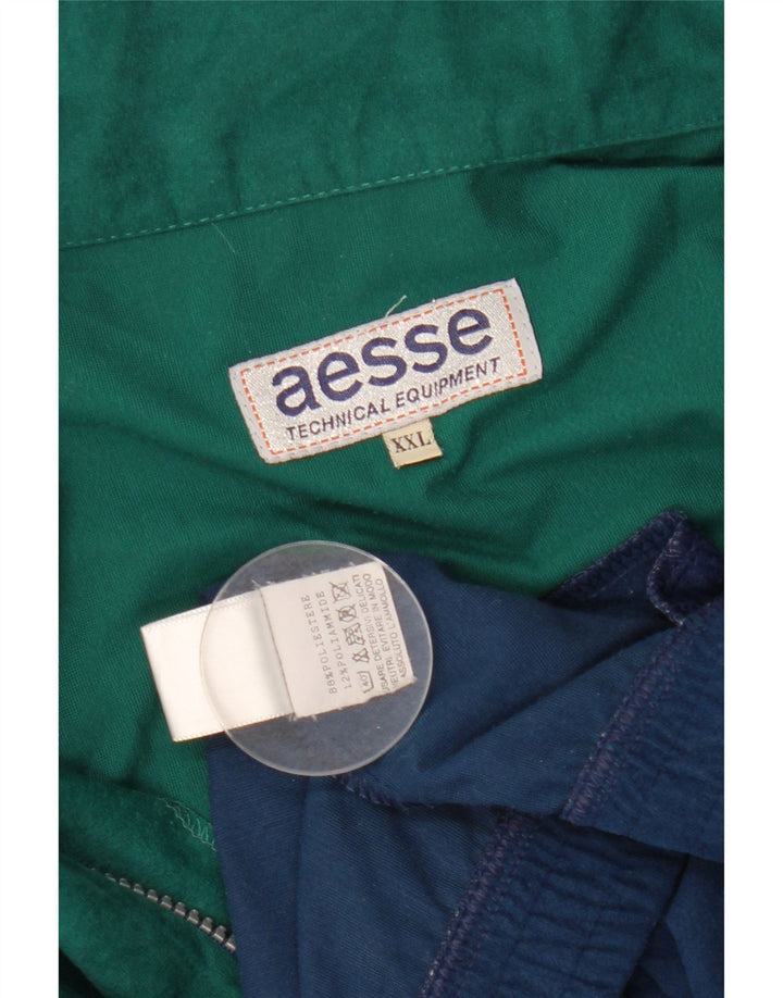 Aesse Mens Velour Chándal Top Chaqueta 2XL Azul Marino Colorblock Poliéster