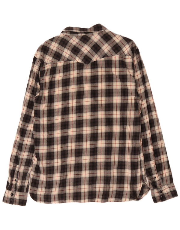 All Saints Camisa de franela para hombre Algodón a cuadros negros grandes