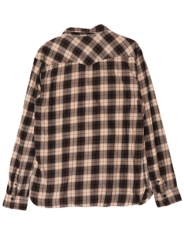 All Saints Camisa de franela para hombre Algodón a cuadros negros grandes