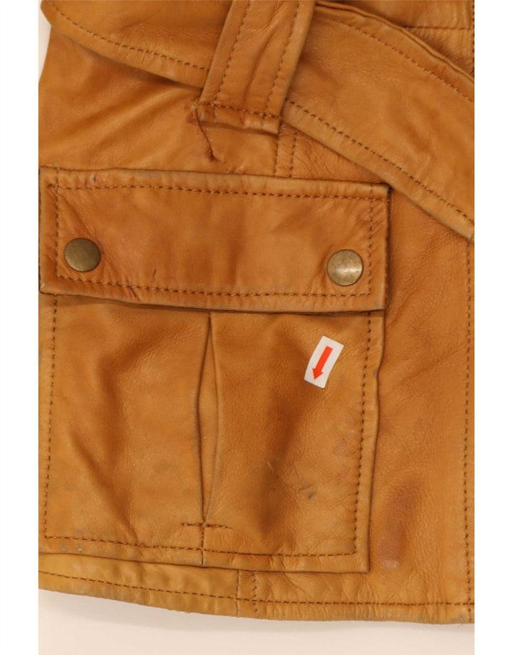 Zara Mujer Chaqueta De Cuero ES 40 XL Beige
