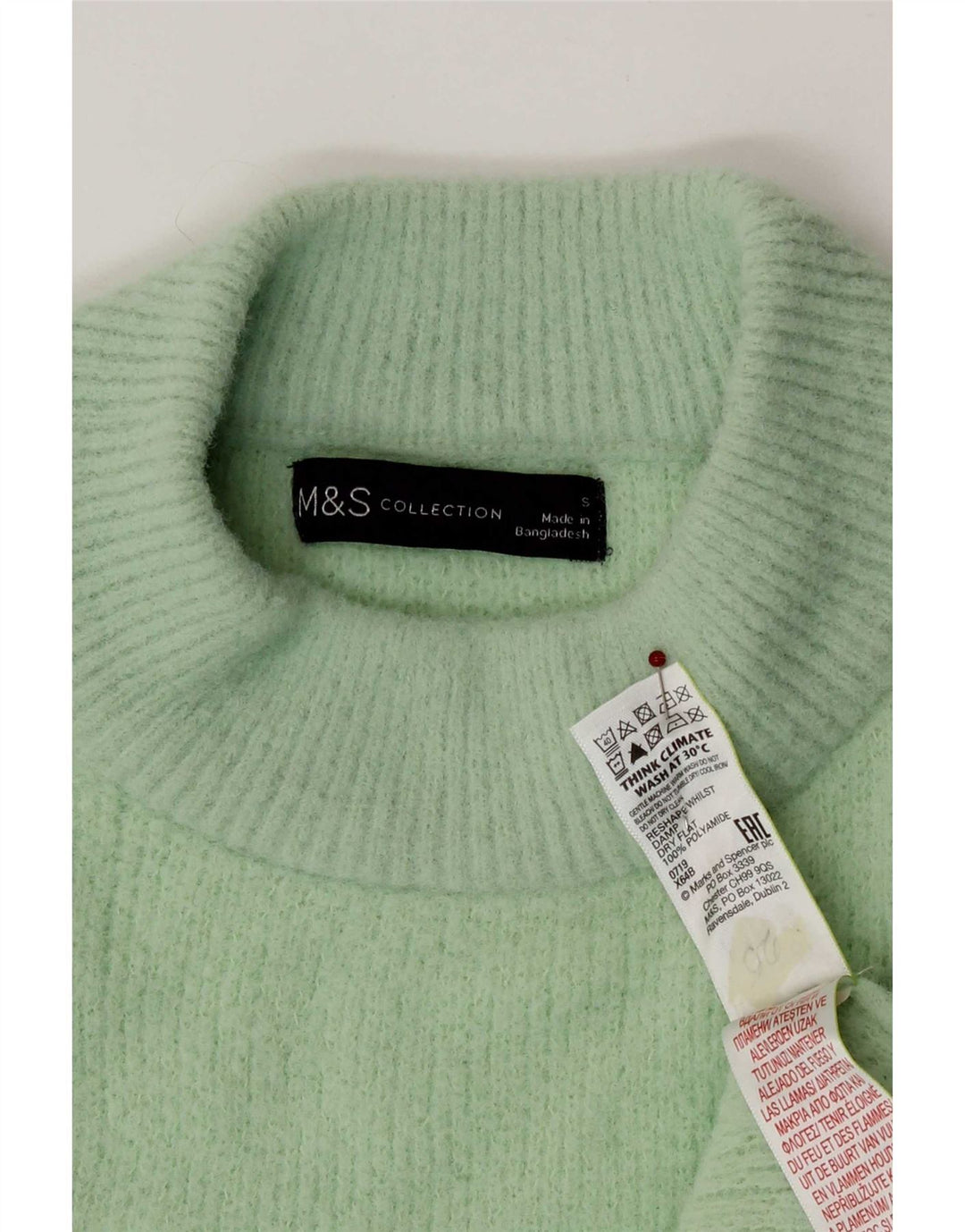 Marks & Spencer Suéter con Cuello Alto para Mujer UK 10 Small Green