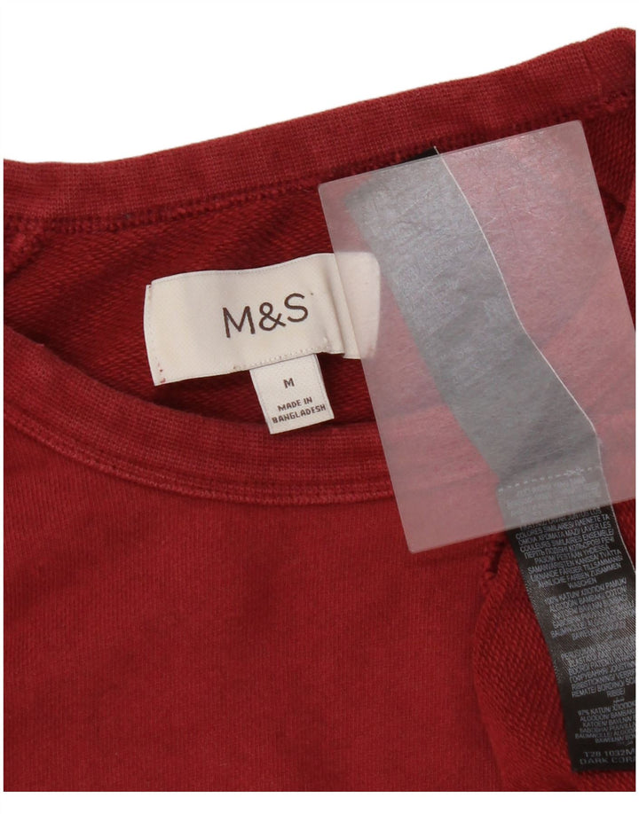 Marks & Spencer Hombre Sudadera Jumper Medium Borgoña Algodón