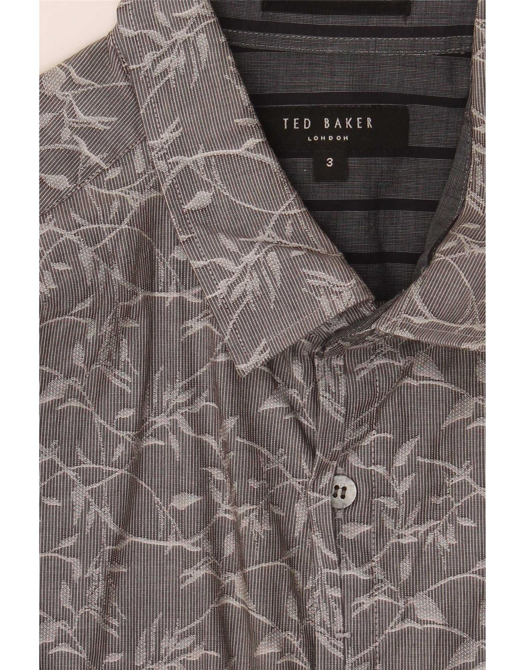 Ted Baker Camisa para hombre Talla 3 Mediana Gris Floral