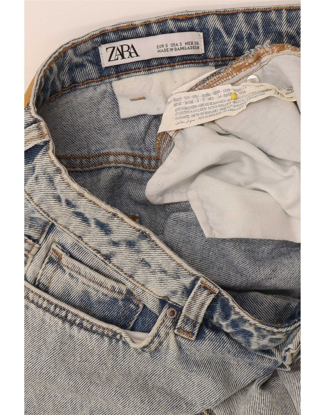 Falda Vaquera Zara Mujer Small W26 Algodón Azul