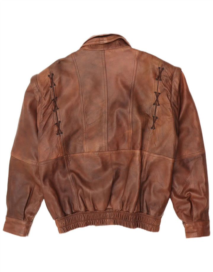 Vintage chaqueta de cuero para hombre Reino Unido 40 cuero marrón grande