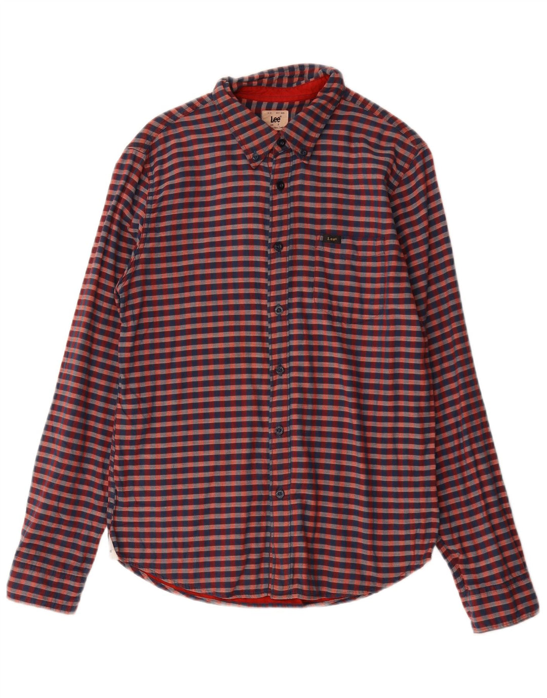 Camisa Lee Para Hombre Pequeña De Algodón A Cuadros Rojo