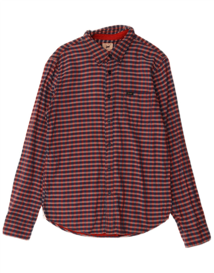 Camisa Lee Para Hombre Pequeña De Algodón A Cuadros Rojo