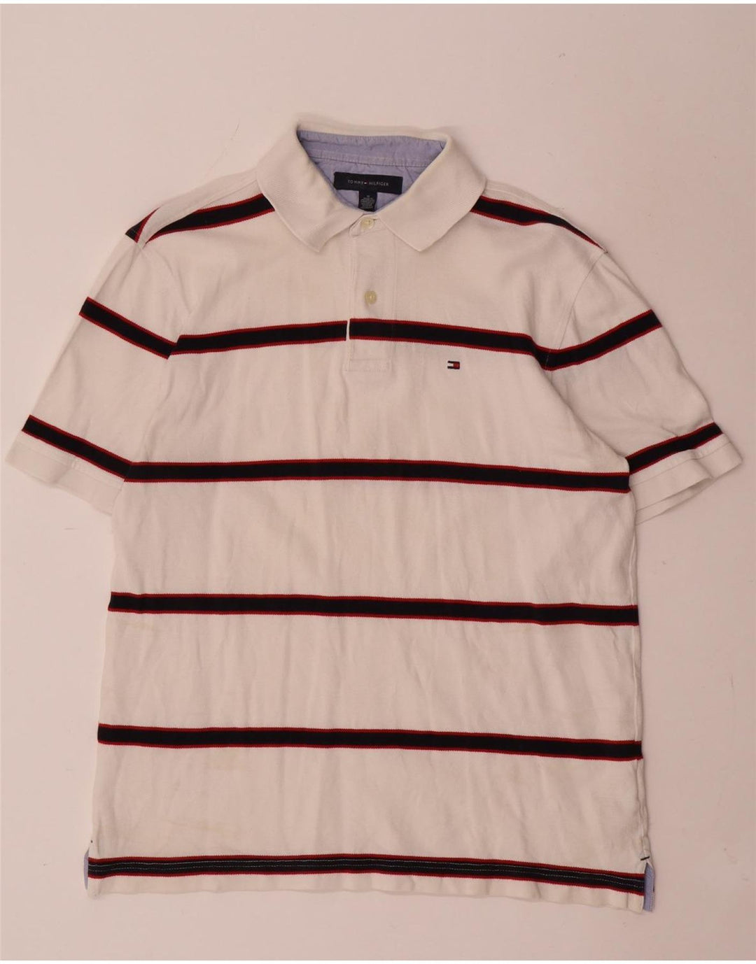 Polo Tommy Hilfiger Hombre De Algodón A Rayas Blanco Mediano