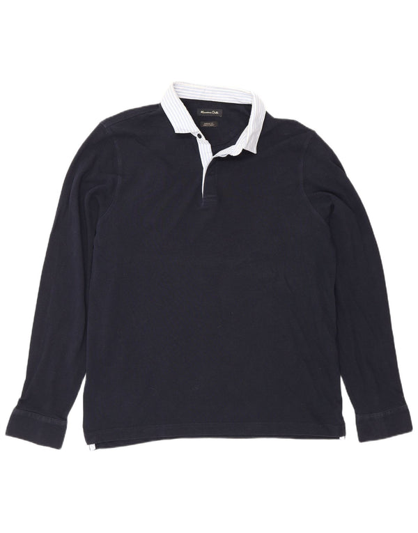 Massimo Dutti Polo De Rugby De Manga Larga Casual Fit Hombre Grande Azul Marino