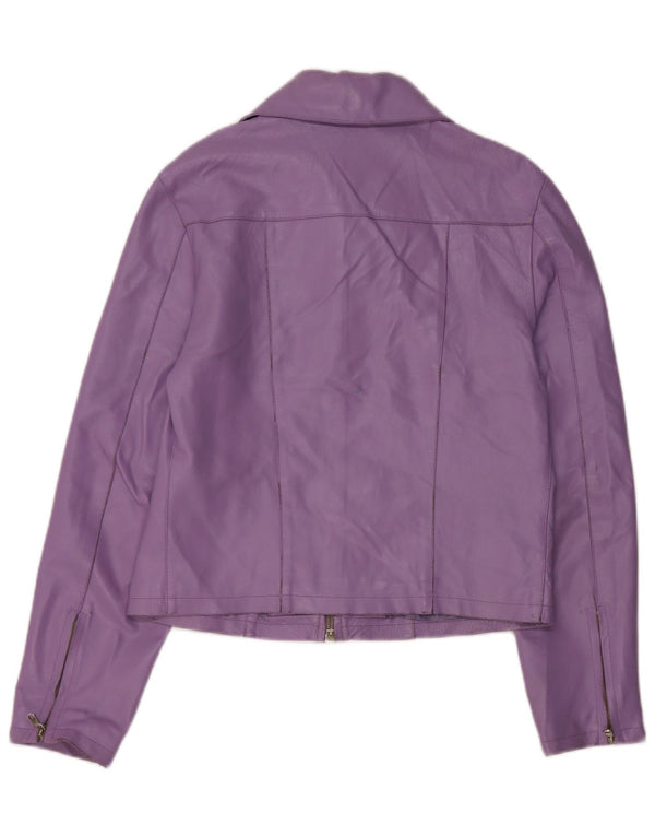 Habana Chaqueta de cuero para mujer UK 10 Small Purple Leather