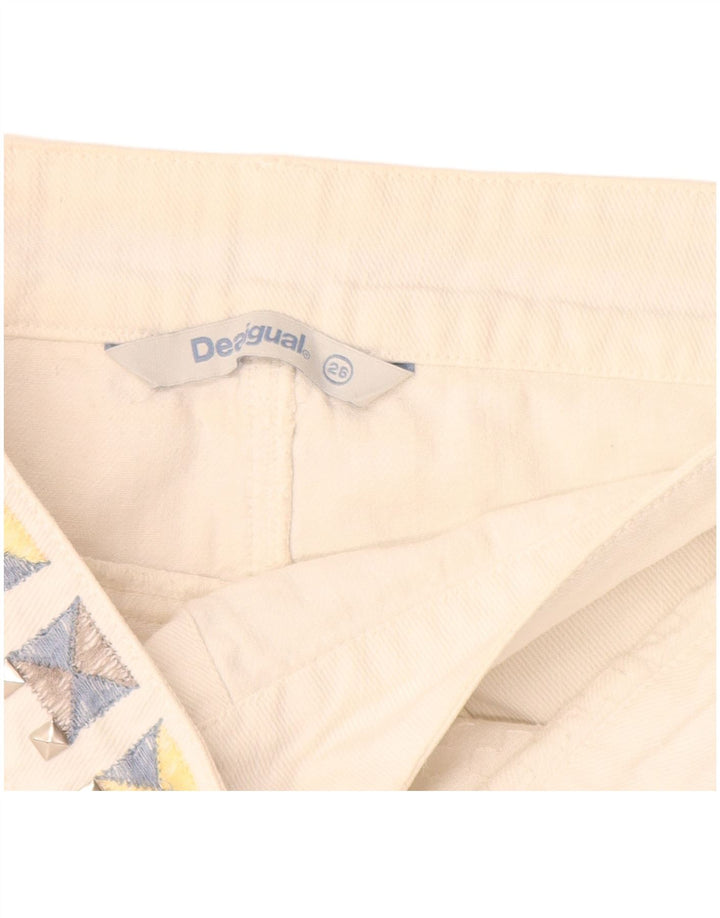 Minifalda Vaquera Desigual W26 Small Blanco Algodón
