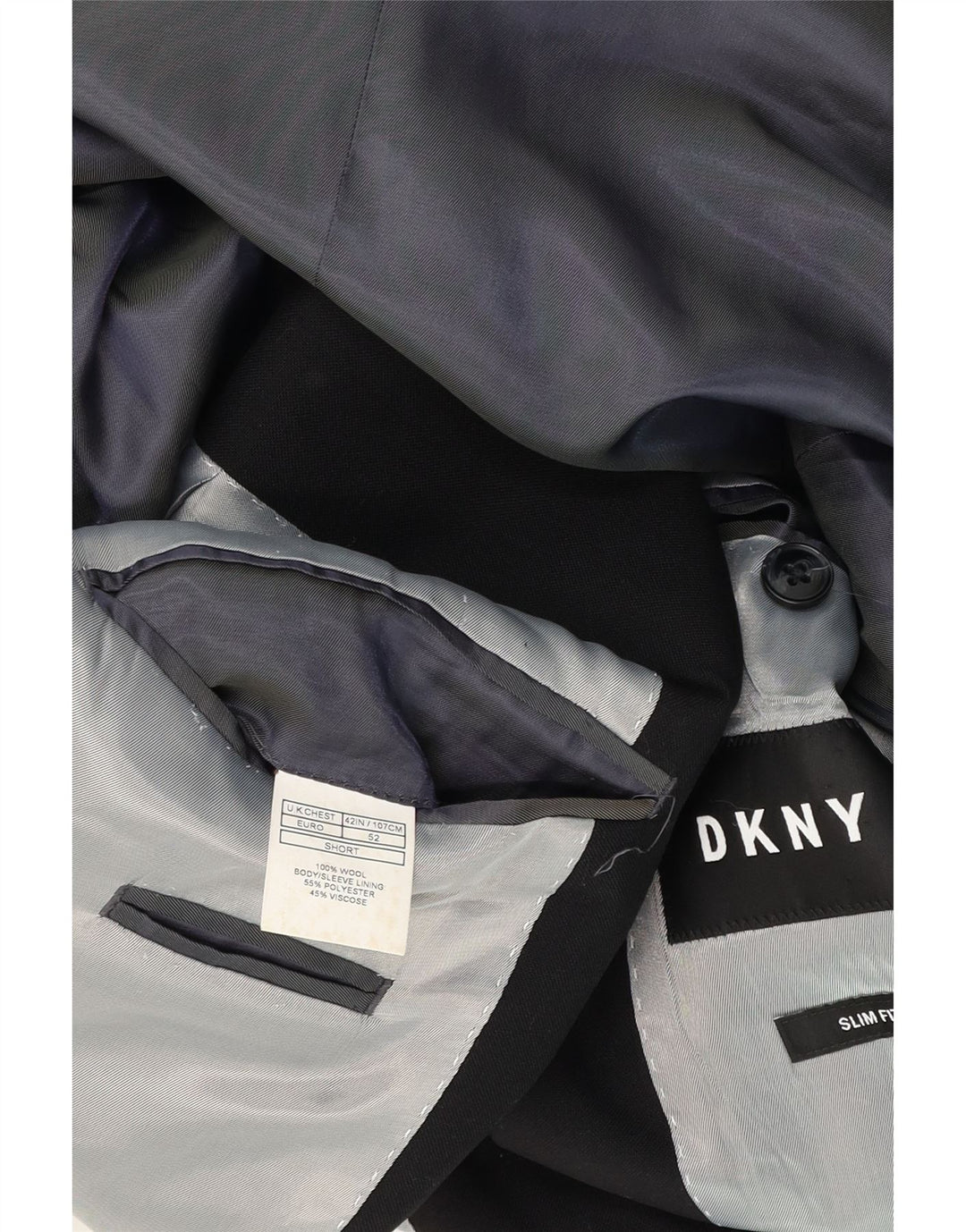Dkny Chaqueta Blazer Corta Slim Fit con 2 Botones para Hombre UK 42 XL Lana Negra
