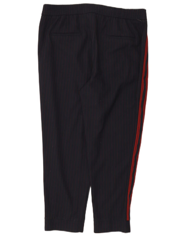 Zara Mujer Joggers Pantalones Cortos Grande W30 L25 Azul Marino Rayas Pintadas