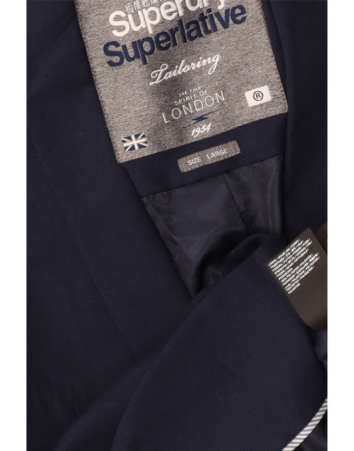 Superdry Chaqueta tipo blazer de 1 botón para mujer UK 46 Grande Poliéster azul marino