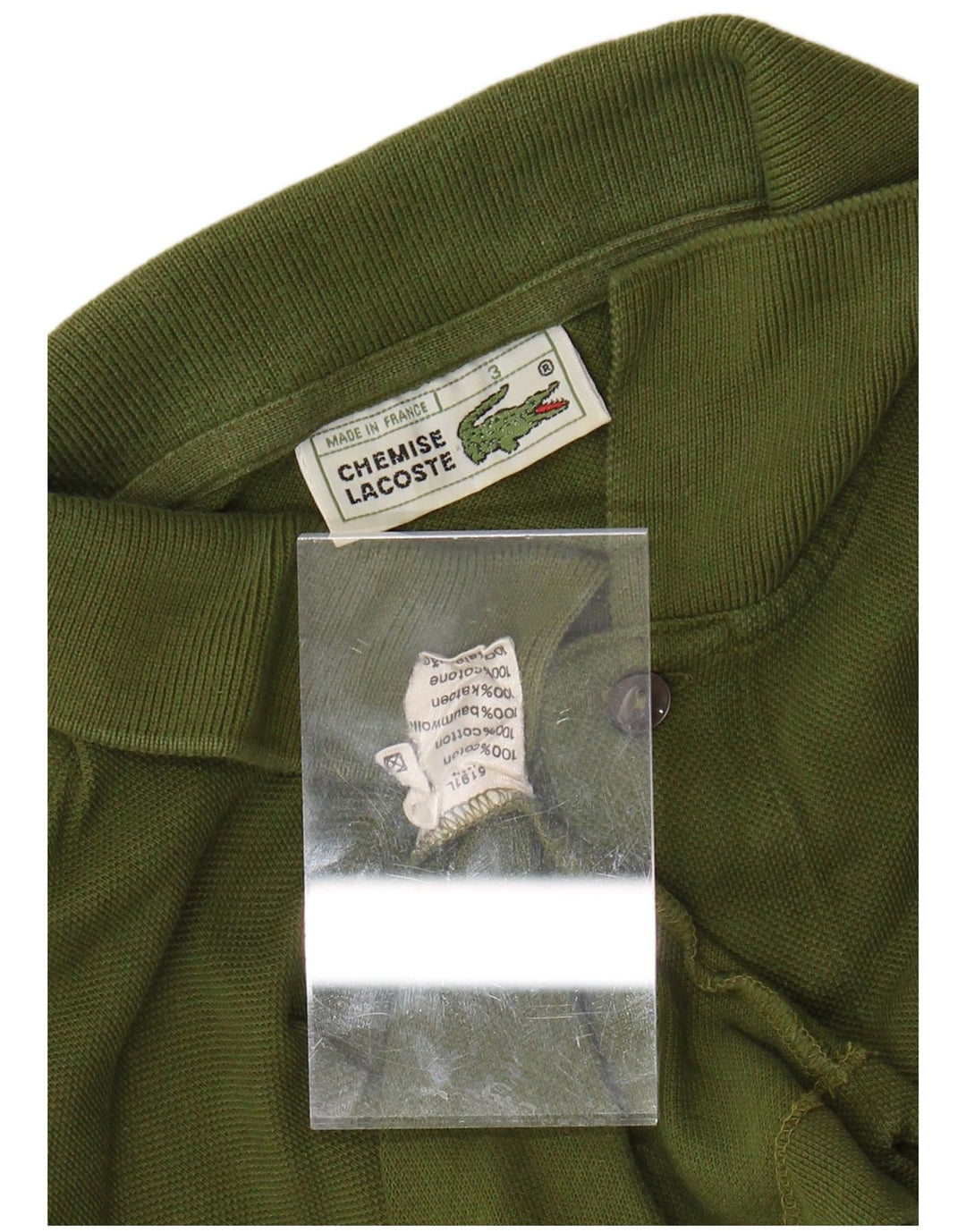 LACOSTE Polo para hombre talla 3 pequeño algodón caqui