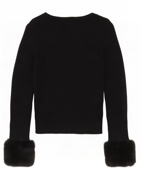 Zara Womens Crop Cardigan Sweater UK 12 Medium Black
