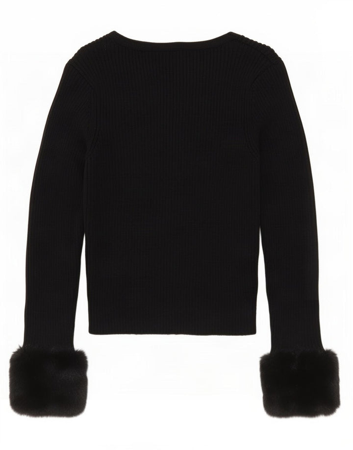 Zara Mujer Crop Cardigan Suéter UK 12 Mediano Negro