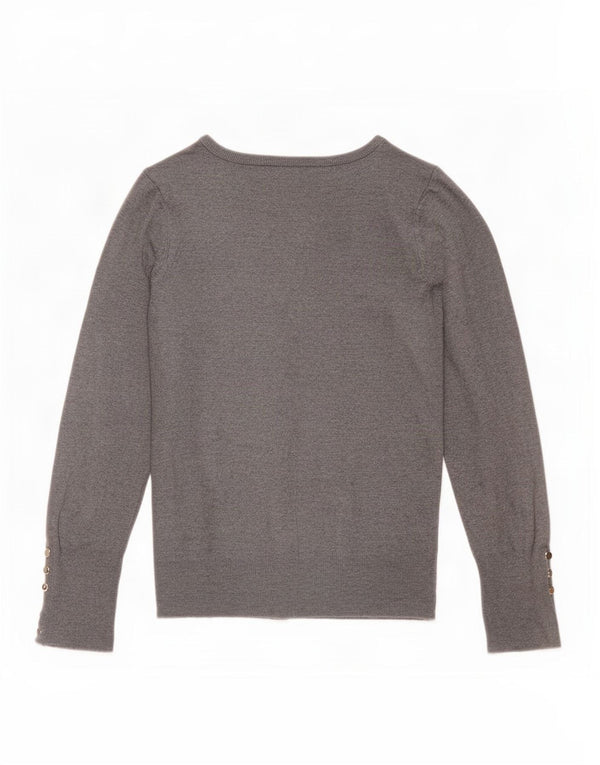 Zara Mujer Cárdigan Suéter UK 44 Grande Viscosa Gris