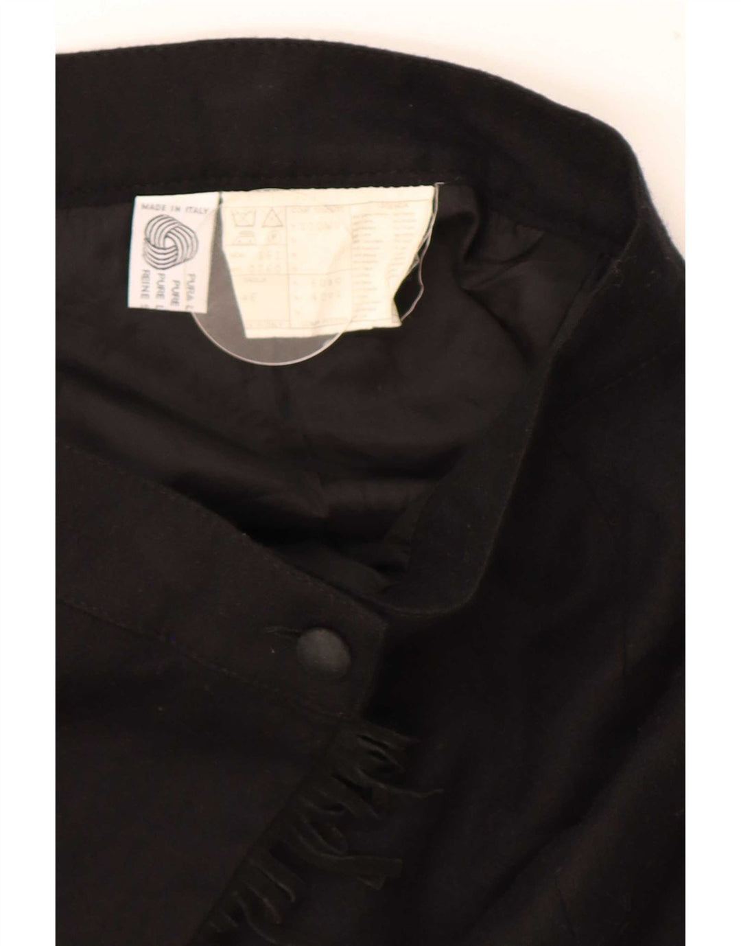 Vintage mujer mini falda envolvente IT 46 grande W30 negro nueva lana