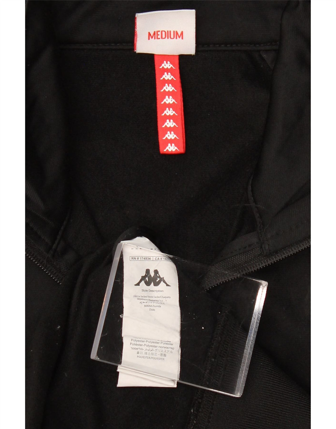 KAPPA Mens Graphic Chándal Top Chaqueta Mediano Negro Colorblock Poliéster