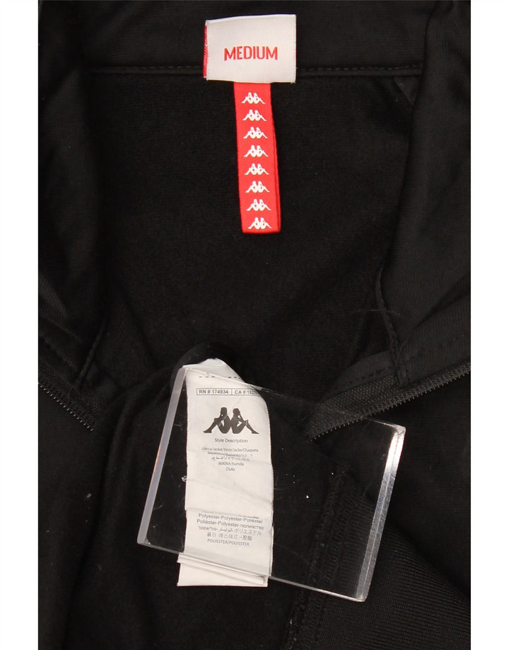 KAPPA Mens Graphic Chándal Top Chaqueta Mediano Negro Colorblock Poliéster