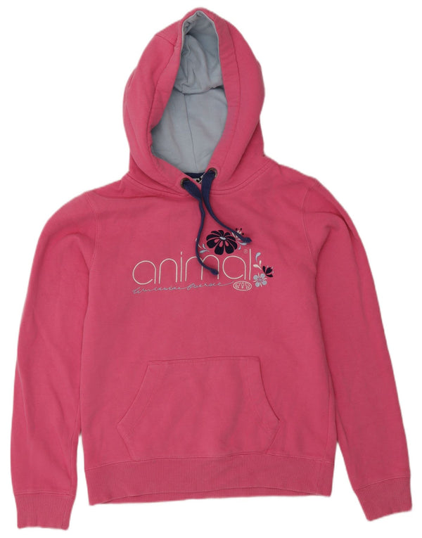 Animal Sudadera con capucha gráfica para mujer UK 10 Small Pink Cotton