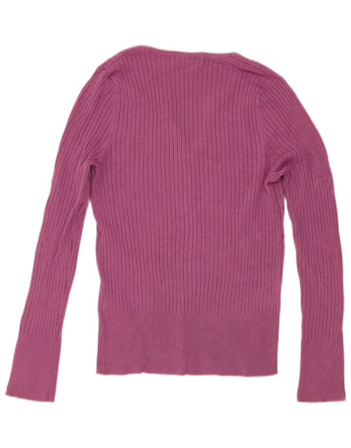 Marks & Spencer Suéter con Cuello en V para Mujer UK 42 Viscosa Rosa Mediana