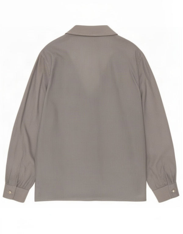 Blusa vintage para mujer IT 42 Seda gris medio a rayas