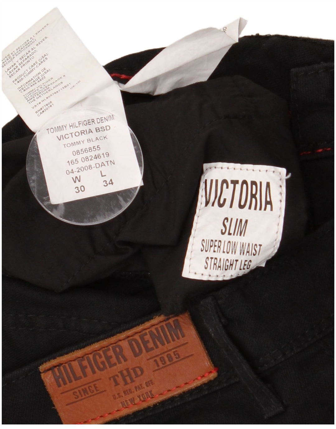 Tommy Hilfiger Pantalones casuales de cintura baja para mujer W30 L34 Algodón negro