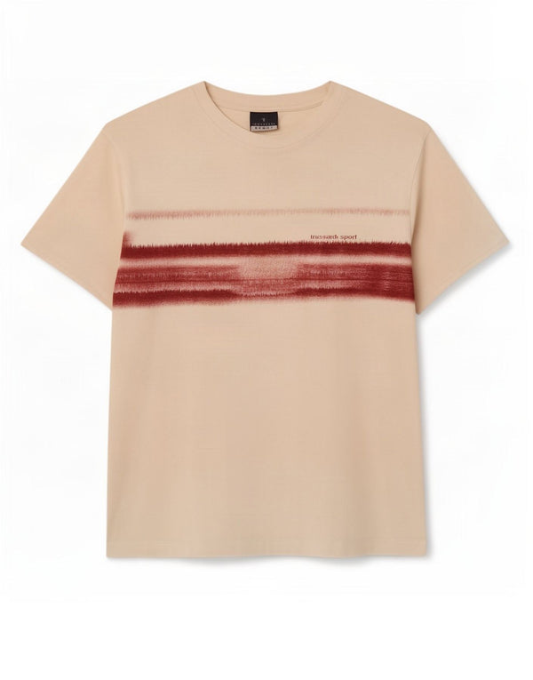 Trussardi Camiseta Gráfica De Algodón De Rayas Blancas Medianas Hombre