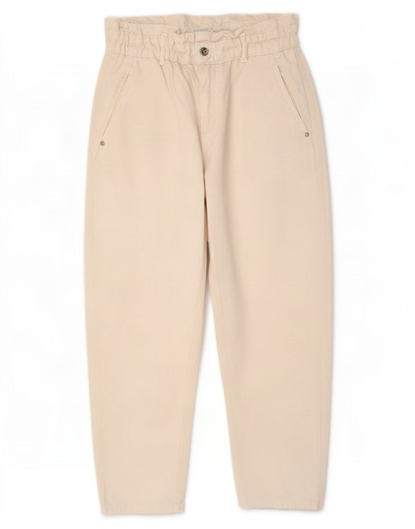 Zara Jeans Cortos De Cintura Alta Para Mujer EU 40 Medium W30 L25 Algodón Beige