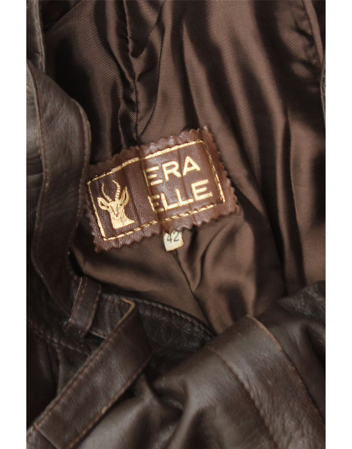 VINTAGE Womens Pegged Leather Trousers IT 42 Medium W26 L29 Brown Leather