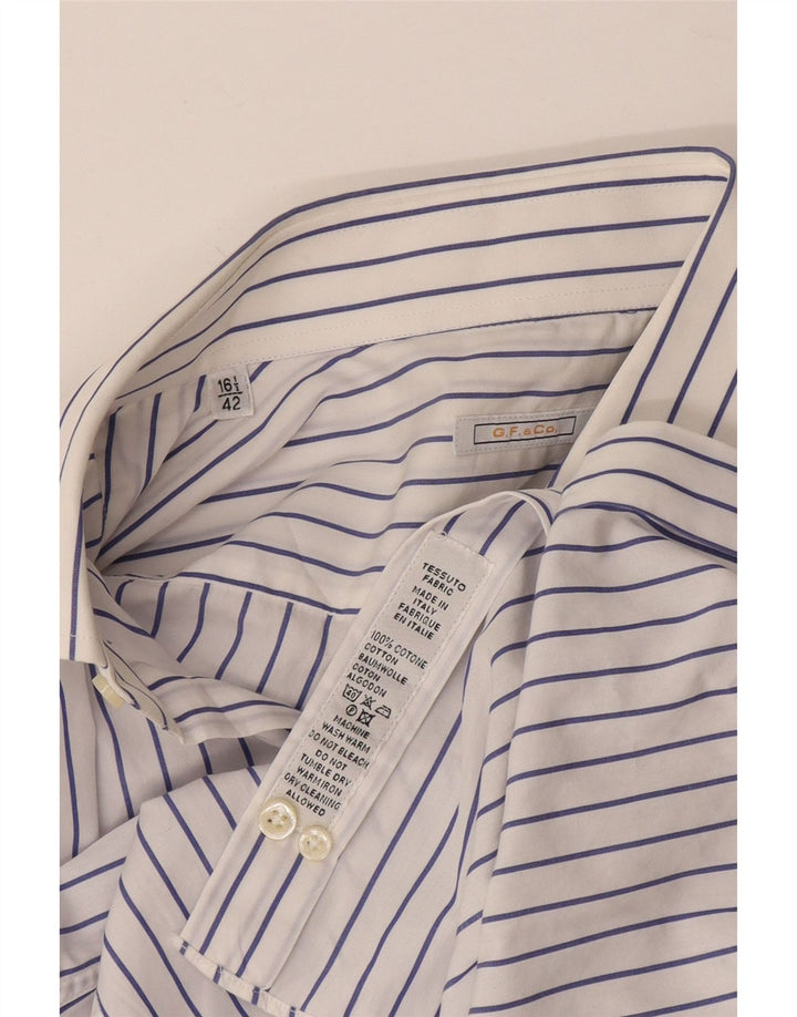 GIANFRANCO FERRE Camisa Hombre Talla 42 16 1/2 Algodón Rayas Azul Grande