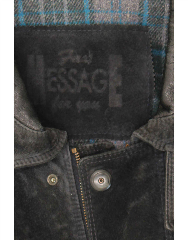 Vintage hombres chaqueta de ante Reino Unido 42 XL negro
