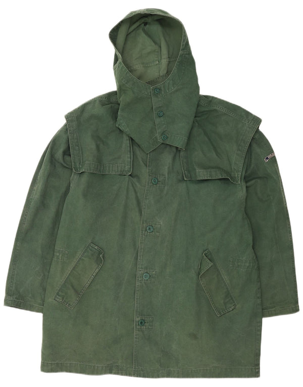 Vintage hombres con capucha chaqueta utilitaria IT 52 XL algodón verde