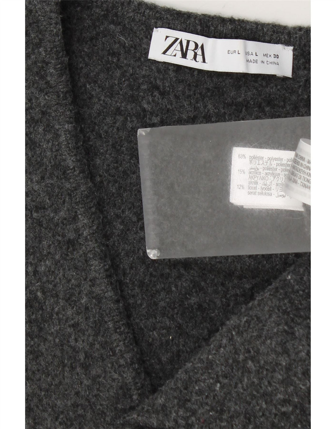 Zara Mujer Chaleco UK 44 Grande Poliéster Gris