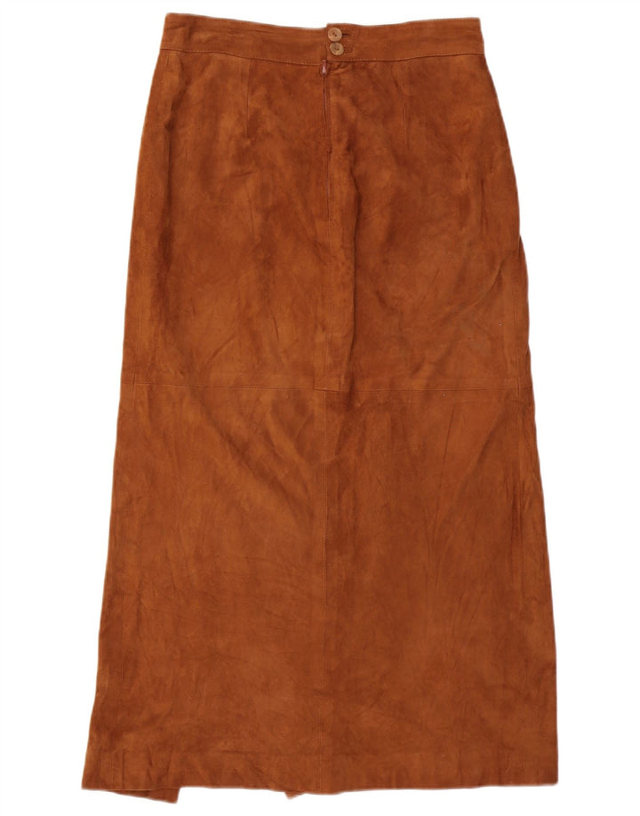Vintage Mujer Ante Maxi Falda Mediana W30 Marrón