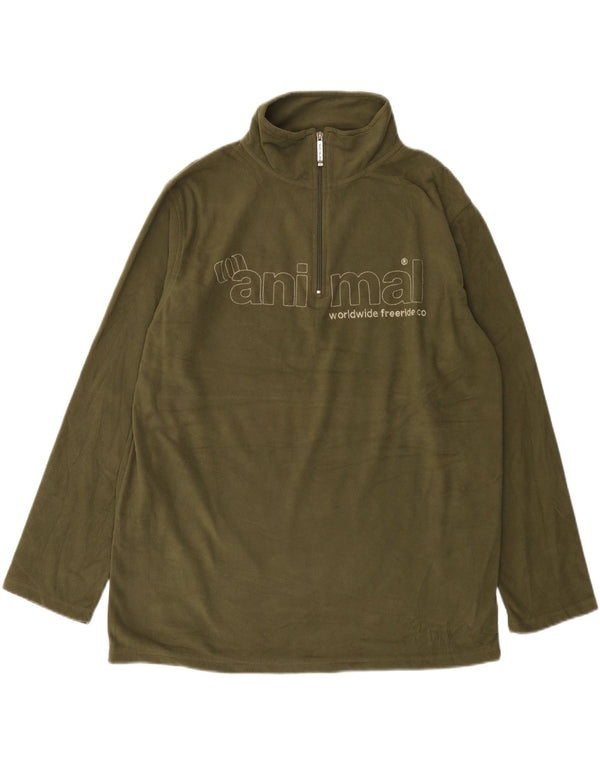 Animal Hombre Jersey gráfico de forro polar con cremallera y cuello XL Caqui Poliéster