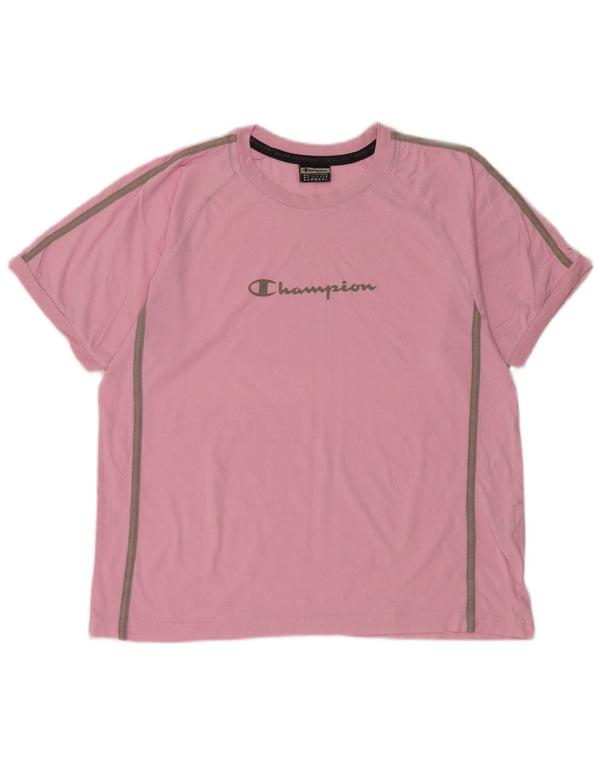 CHAMPION Camiseta gráfica extragrande para mujer Top UK 10 Small Pink Cotton