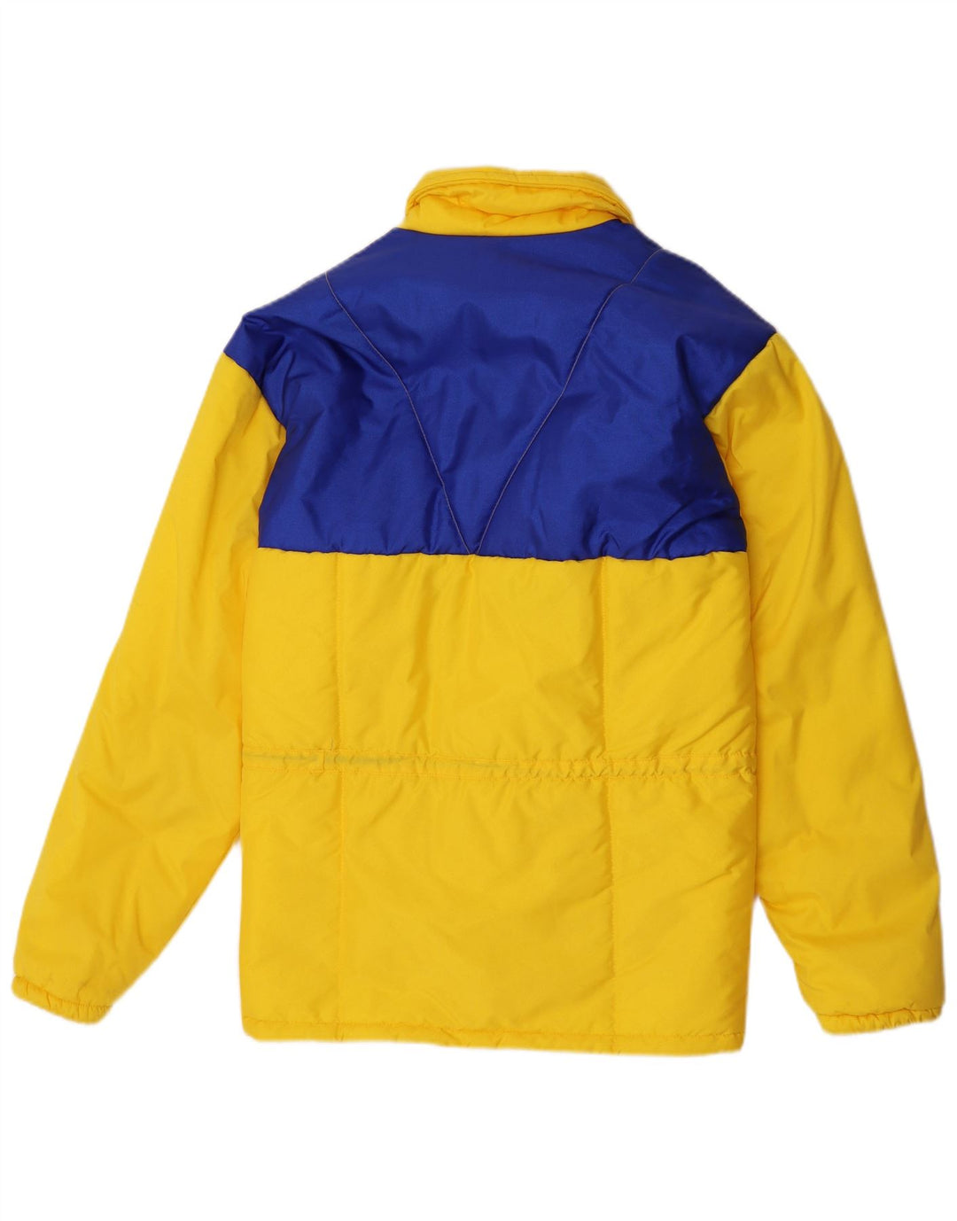 Chaqueta acolchada con capucha vintage para hombre IT 48 Poliamida color block amarillo medio