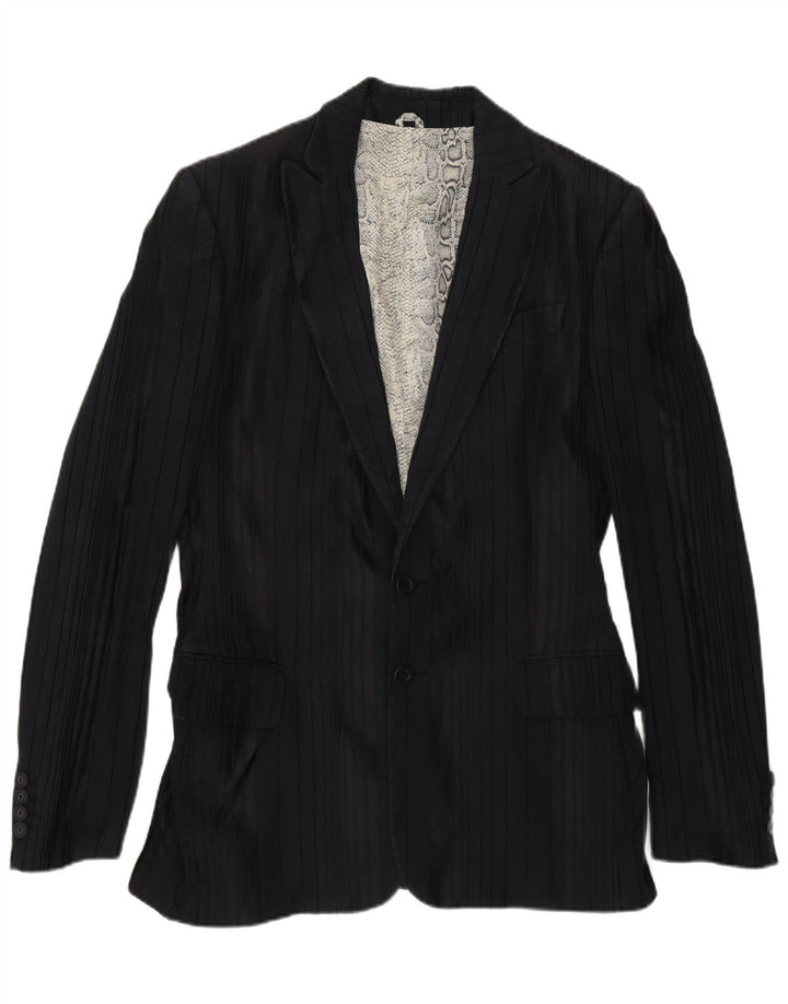 Just Cavalli Chaqueta tipo blazer de 2 botones para hombre IT 50 grande de algodón a rayas negras
