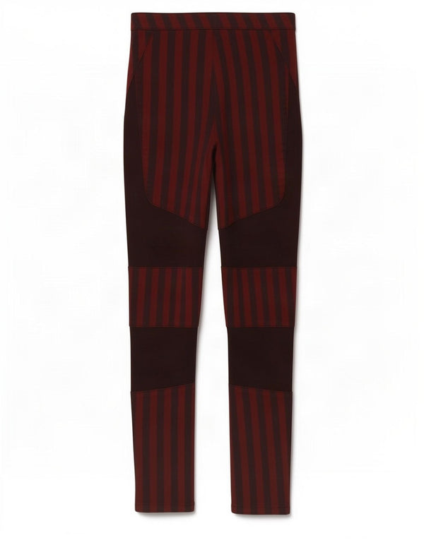 Topshop Pantalones casuales ajustados para mujer UK 10 Small W26 L28 Borgoña a rayas