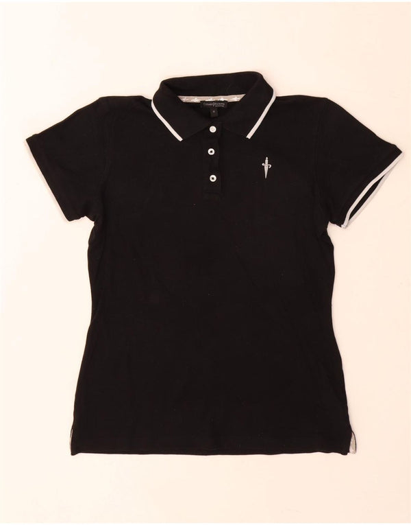Cesare Paciotti Polo para mujer UK 12 Medium Negro Algodón