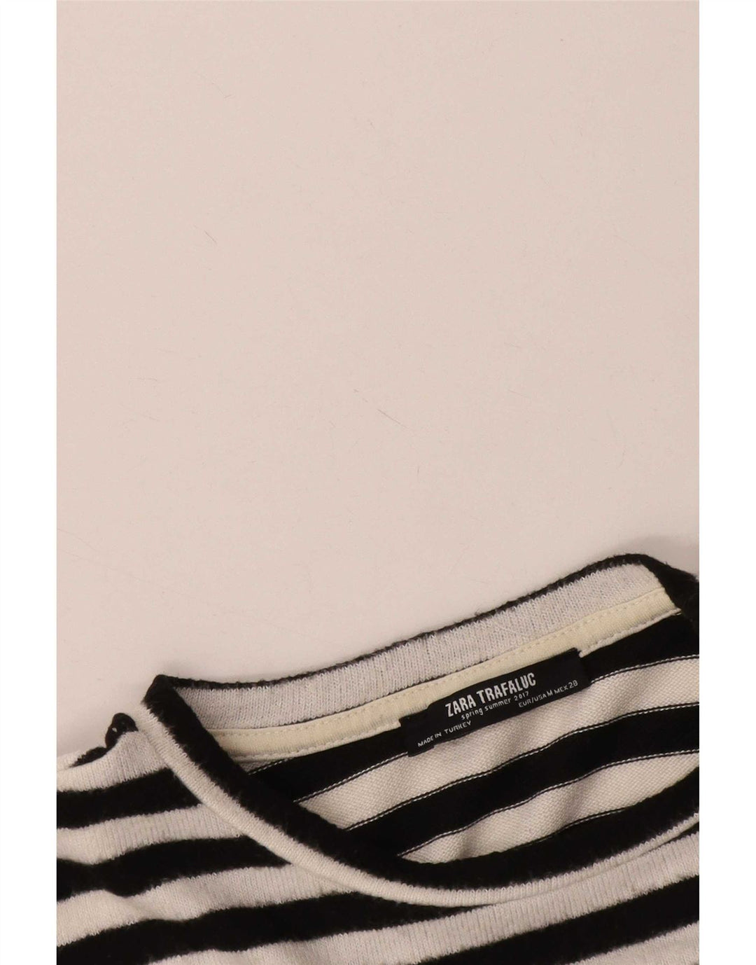 Zara Mujer Camiseta Extragrande Top UK 44 Mediano Rayas Negras