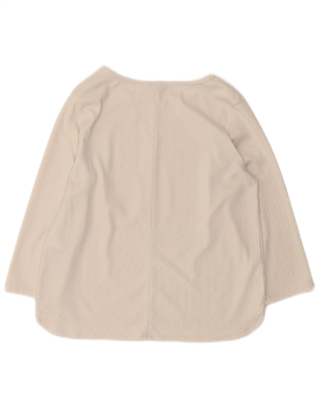 Guess Top extragrande para mujer, manga 3/4, UK 10, poliéster geométrico blanco pequeño