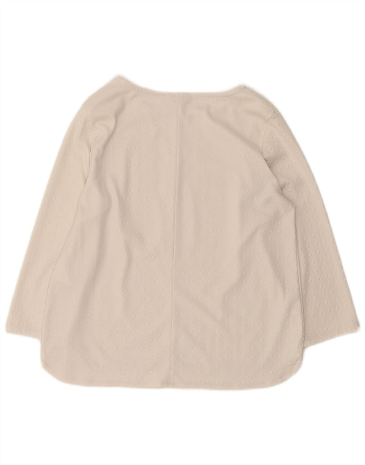 Guess Top extragrande para mujer, manga 3/4, UK 10, poliéster geométrico blanco pequeño