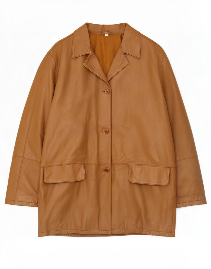 Chaqueta de cuero vintage para mujer IT 48 XL Beige