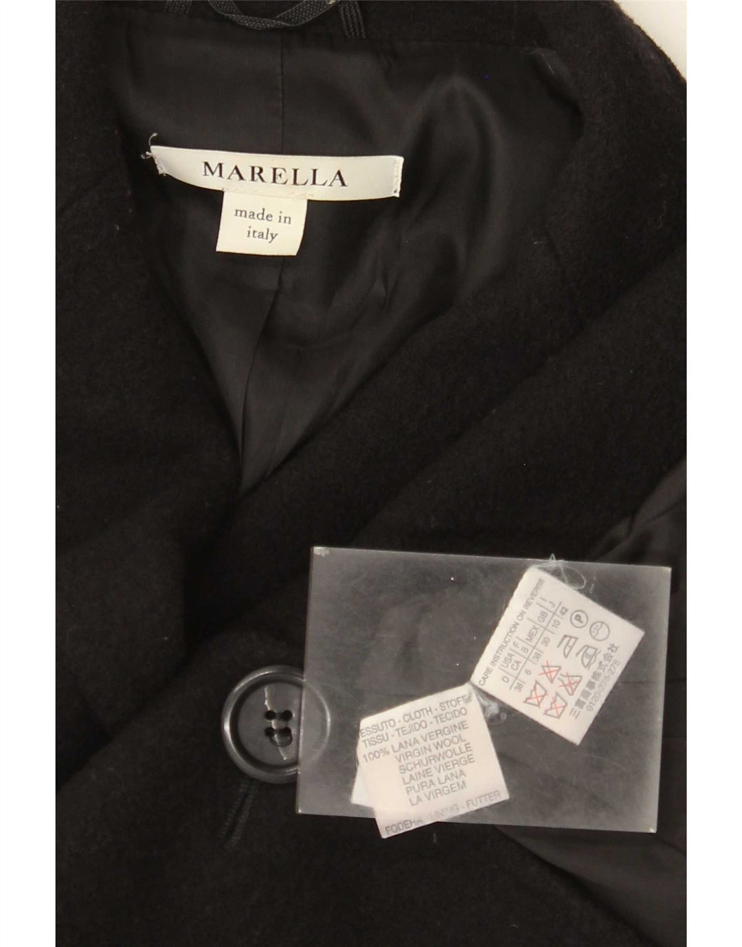 Marella Chaqueta Blazer de 2 Botones para Mujer UK 10 Small Black Wool