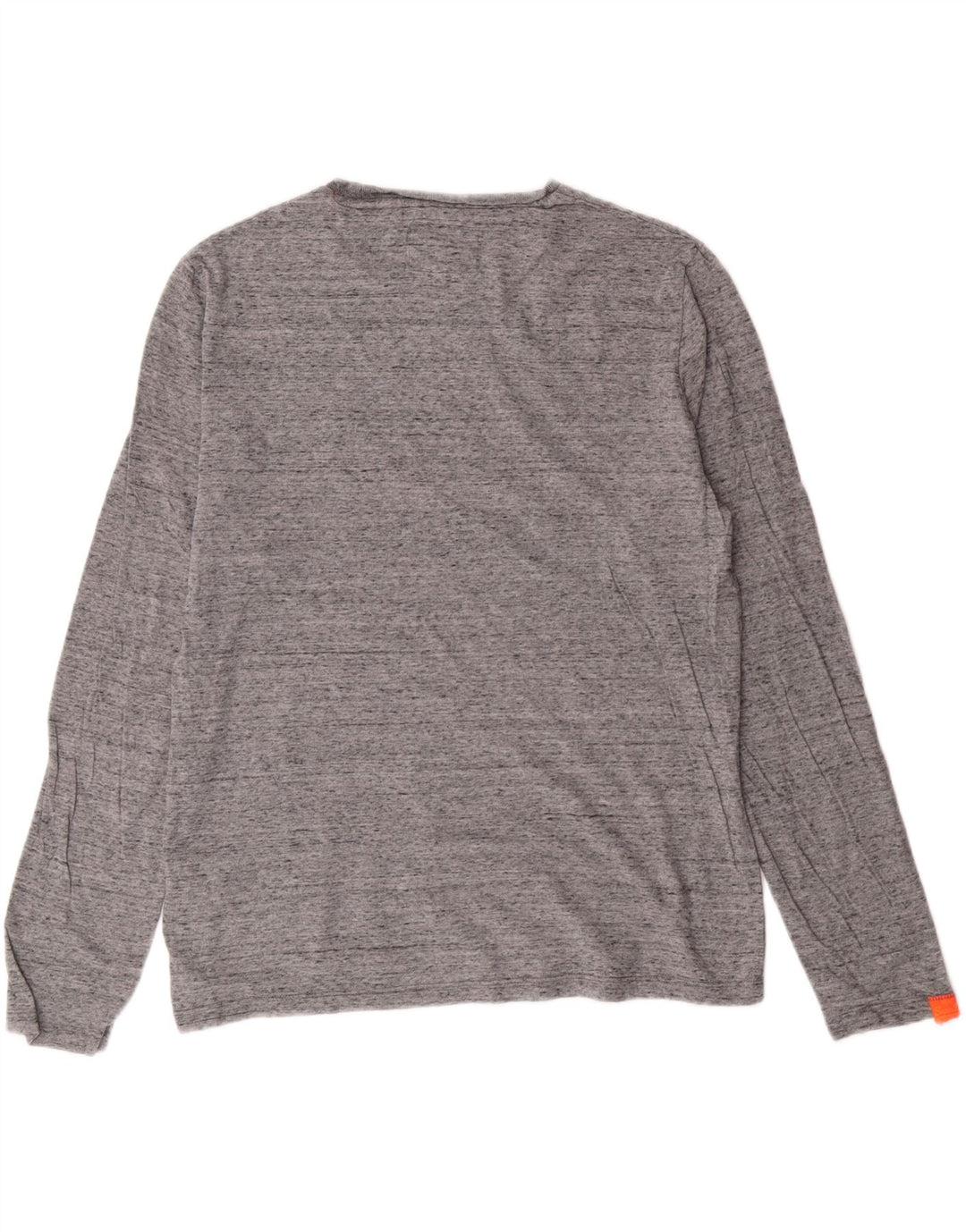 Superdry Hombre Top De Manga Larga De Algodón Moteado Gris Medio